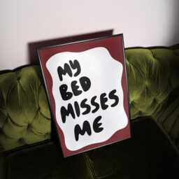 My Bed Misses Me Print Retro Doodle Art, Fun Home Decor - thumbnail 2