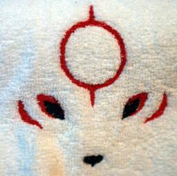 Okami Den Wolf Goddess Amaterasu White Embroidered Hand Towel - thumbnail 1
