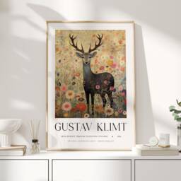 Gustav Klimt, Klimt Poster, Museum Exhibition Wallart Print, Poster Tree Of Life, Deer - thumbnail 1