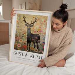 Gustav Klimt, Klimt Poster, Museum Exhibition Wallart Print, Poster Tree Of Life, Deer - thumbnail 2
