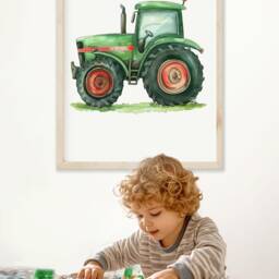 Green Tractor Nursery Print Vintage Farmhouse Wall Art - thumbnail 2