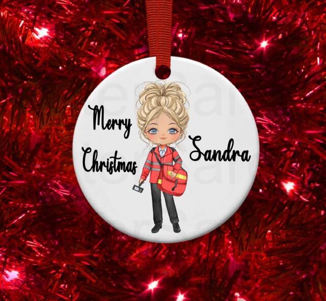 Personalised Postwoman Postie Gift Christmas Bauble Funny Present Keepsake Novelty Tree Xmas For Her Mum Sister Colleague - image 1