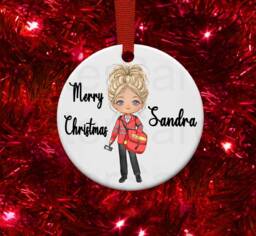 Personalised Postwoman Postie Gift Christmas Bauble Funny Present Keepsake Novelty Tree Xmas For Her Mum Sister Colleague - thumbnail 1