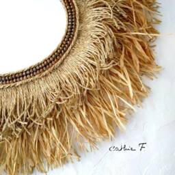 Large Oval Raffia Ethnic Mirror Sourya - thumbnail 3