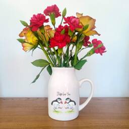 Personalised I Puffin Love You Vase - Dancing Flower Jug Anniversary Gifts For Her - thumbnail 1