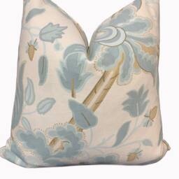 Thibaut Denmark Anniversary Collection Cushion Cover Pillow Double Sided Aqua & Cream - thumbnail 2