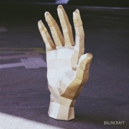 Hand - Low Poly PDF 3D Papercraft Template, Diy Paper Sculpture Pattern, Templates Kit, Gift For Adult & Kid, Make Your Own Trophy - thumbnail 2