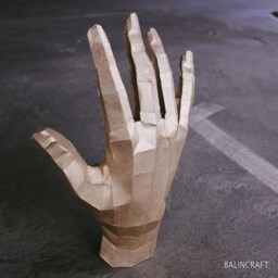 Hand - Low Poly PDF 3D Papercraft Template, Diy Paper Sculpture Pattern, Templates Kit, Gift For Adult & Kid, Make Your Own Trophy - thumbnail 4