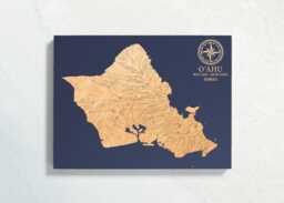 O'ahu, Hawaii Map - Engraved Wood Coastal Wall Art Sign, Beach House Home Decor Nautical Life Print, Unique Personalized Family Gift - thumbnail 1