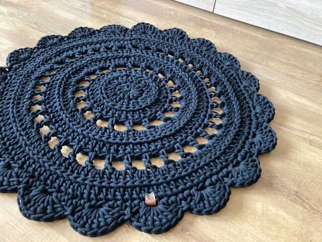 Handmade Crochet Round Rug Braided Cotton Scandinavian Carpet - image 1