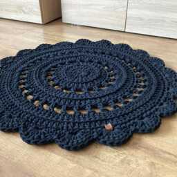 Handmade Crochet Round Rug Braided Cotton Scandinavian Carpet - thumbnail 3