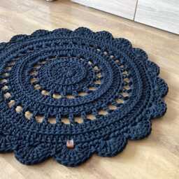 Handmade Crochet Round Rug Braided Cotton Scandinavian Carpet - thumbnail 2