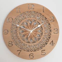 Oak, Walnut Or Cherry - Wood Mandala Cut-Out Wall Clock - thumbnail 2