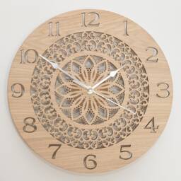 Oak, Walnut Or Cherry - Wood Mandala Cut-Out Wall Clock - thumbnail 3