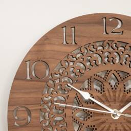 Oak, Walnut Or Cherry - Wood Mandala Cut-Out Wall Clock - thumbnail 4