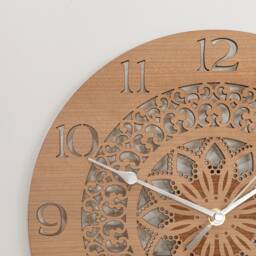 Oak, Walnut Or Cherry - Wood Mandala Cut-Out Wall Clock
