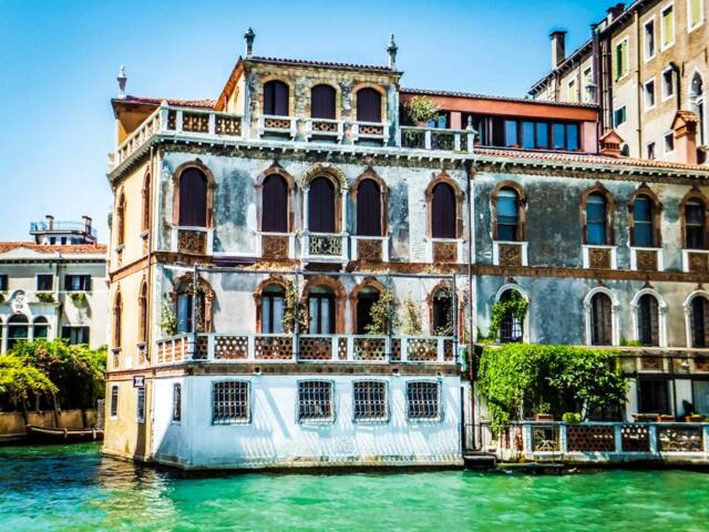 Venice Villa Canal Photo, Italian Architecture Art, Canvas Gallery Wrap - image 1