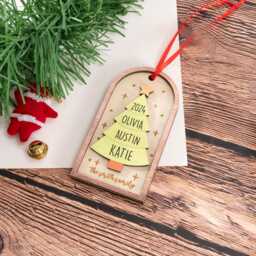 Personalized Wooden Family Christmas Tree Ornament, Custom Ornament, Gift For Mom, Gift Grandma, Family Ornament - thumbnail 3