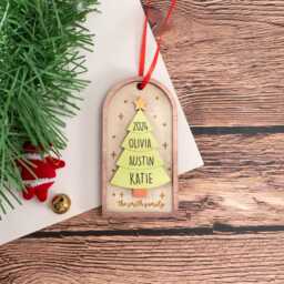 Personalized Wooden Family Christmas Tree Ornament, Custom Ornament, Gift For Mom, Gift Grandma, Family Ornament - thumbnail 2