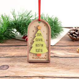 Personalized Wooden Family Christmas Tree Ornament, Custom Ornament, Gift For Mom, Gift Grandma, Family Ornament - thumbnail 1