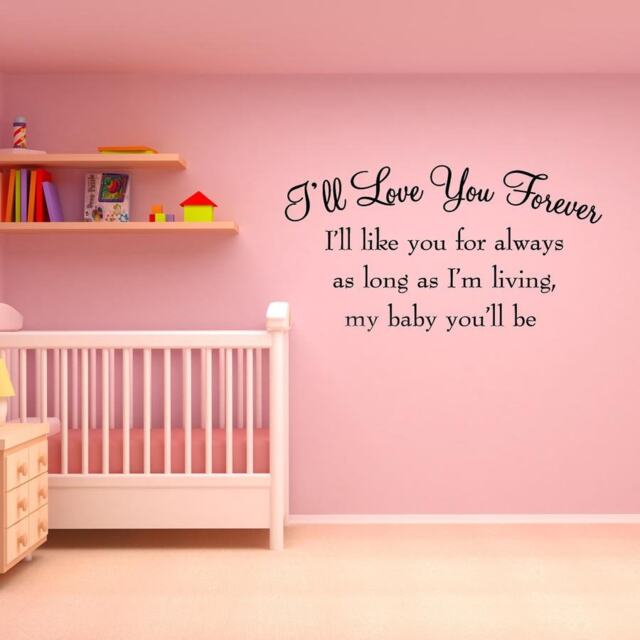 Nursery Wall Decals - I'll Love You Forever Like For Always Vinyl Art Quotes Babys Room Decor Vwaq - image 1