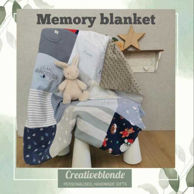 Baby Blanket Made From Clothes, Professionally Rectangle Memory With Embroidered Name For Child's 1st Birthday - image 1