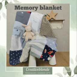 Baby Blanket Made From Clothes, Professionally Rectangle Memory With Embroidered Name For Child's 1st Birthday - thumbnail 1