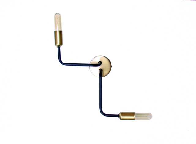 Lulu - Minimalist Wall Sconce, 2-Arm Brass Black Lamp, Contemporary Geometric Design - image 1