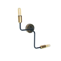 Lulu - Minimalist Wall Sconce, 2-Arm Brass Black Lamp, Contemporary Geometric Design - thumbnail 3