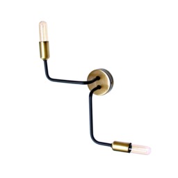 Lulu - Minimalist Wall Sconce, 2-Arm Brass Black Lamp, Contemporary Geometric Design - thumbnail 2