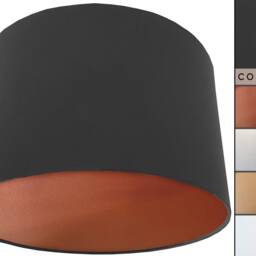 Dark Grey Lampshade Metallic Copper Lined Lighting - thumbnail 2