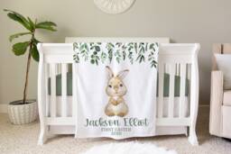 First Easter Gift, Personalized Baby Blanket, Bunny Shower Gift Birthday Animal