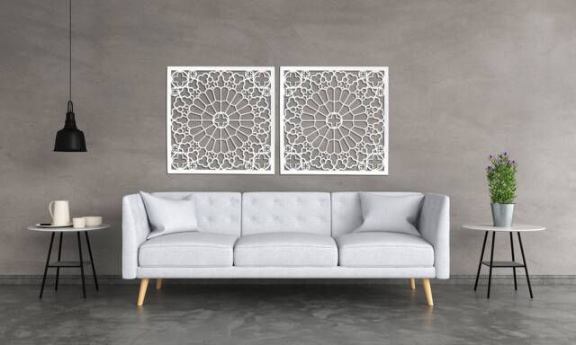 3D Stylish Wood Wall Art Decor, Strasbourg, Gothic Style, Openwork Ornament Picture, Living Room, Decorative Wooden Panel - image 1