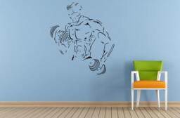 Man Fitness Gym Body Building Weights Wall Or Car Vinyl Peal & Stick Removable Sticker Decal L1403 - thumbnail 1
