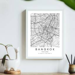 Bangkok City Map Art Print Modern Black & White Thailand Poster - thumbnail 2