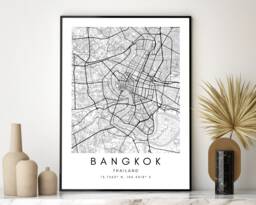 Bangkok City Map Art Print Modern Black & White Thailand Poster - thumbnail 1