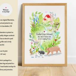 Personalised Woodland Nursery Print Baby Name Art, A4 - thumbnail 2