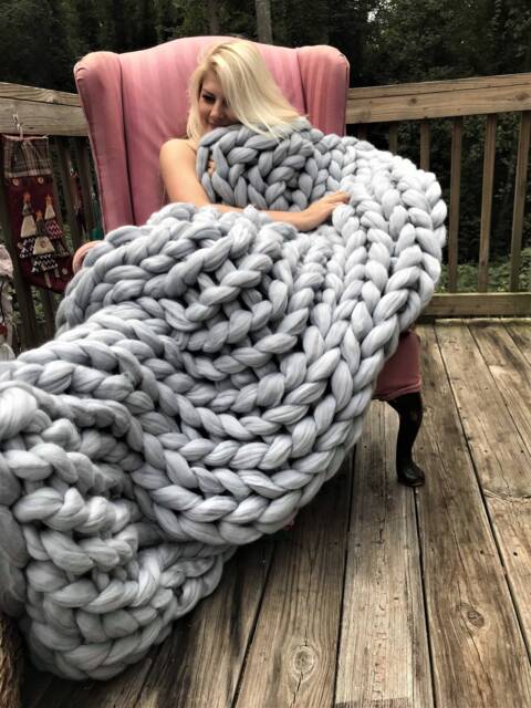 Super Chunky Knit Blanket, Knits, Merino Wool Knitted Yarn, Arm Blanket From - image 1