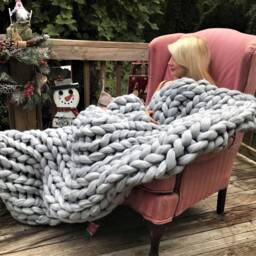 Super Chunky Knit Blanket, Knits, Merino Wool Knitted Yarn, Arm Blanket From - thumbnail 2