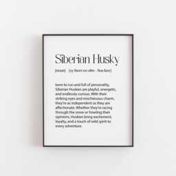 Siberian Husky Definition Print - Dog Lover Wall Art, Gift, Decor, Wolf Print, Snow Pet Unframed - thumbnail 1