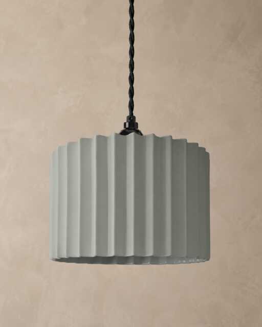 Large Syracuse - Ceramic Pendant Ceiling Light Handmade Minimalist Hanging Fixture in Fog Gray - image 1