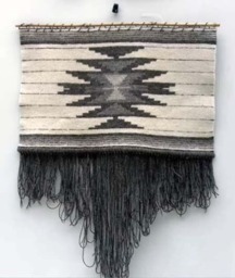Handwoven Wool Wall Hanging - Natural Boho Tapestry On Wood, Minimalist Ethnic Decor - thumbnail 2
