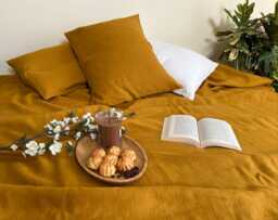 Mustard Linen Duvet Cover, Comforter Cover, Quilt Cover
