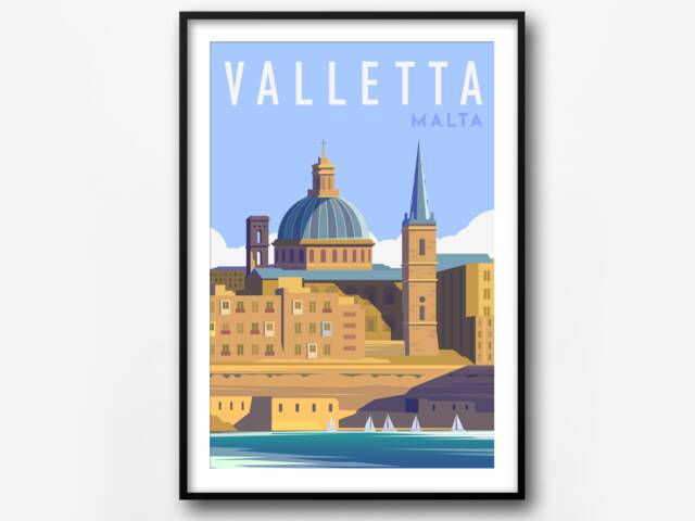 Valletta Malta Retro Travel Poster City Art Print - image 1