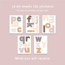 26 Neutral Alphabet Fabric Educational Wall Stickers - Easy To Install, Removable & Reusable - thumbnail 3