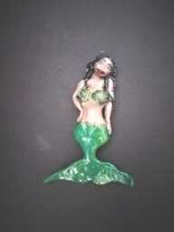 Mermaid With Black Hair Green Tail - thumbnail 1