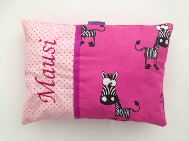 "Personalized Baby Girl Pillow ""Zebra Pink"