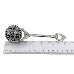 Original Victorian Style Spinning Baby Rattle 925 Sterling Silver English Hallmarks - thumbnail 3