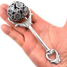 Original Victorian Style Spinning Baby Rattle 925 Sterling Silver English Hallmarks - thumbnail 2