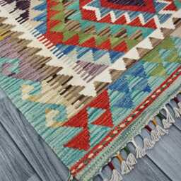 Classic Rug, Handmade Artisan Afghan Turkish Scandinavian Navajo Bohemian Wool Flatweave Multicolour Kilim Rug 148x101 cm - thumbnail 2